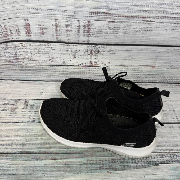 Skechers Ultra Flex Statement Sneakers Knit Lace-Up Blsck Lightweight 8 - Picture 3 of 5